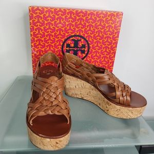 Tory Burch Brown Woven Wedges